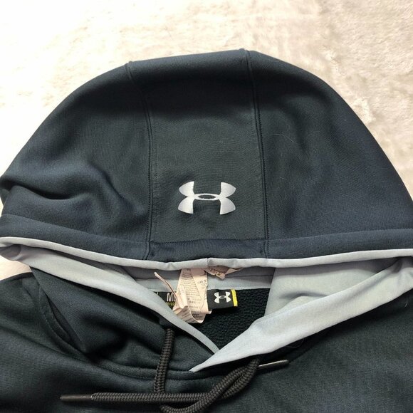 Under Armour Black & Grey Cold Gear Kangaroo Hoodie Size Men's Medium - Picture 4 of 13